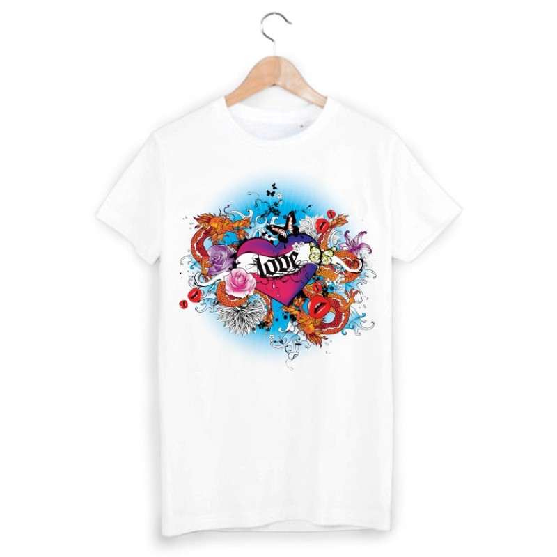 T-Shirt imprimé llustré coeur manga