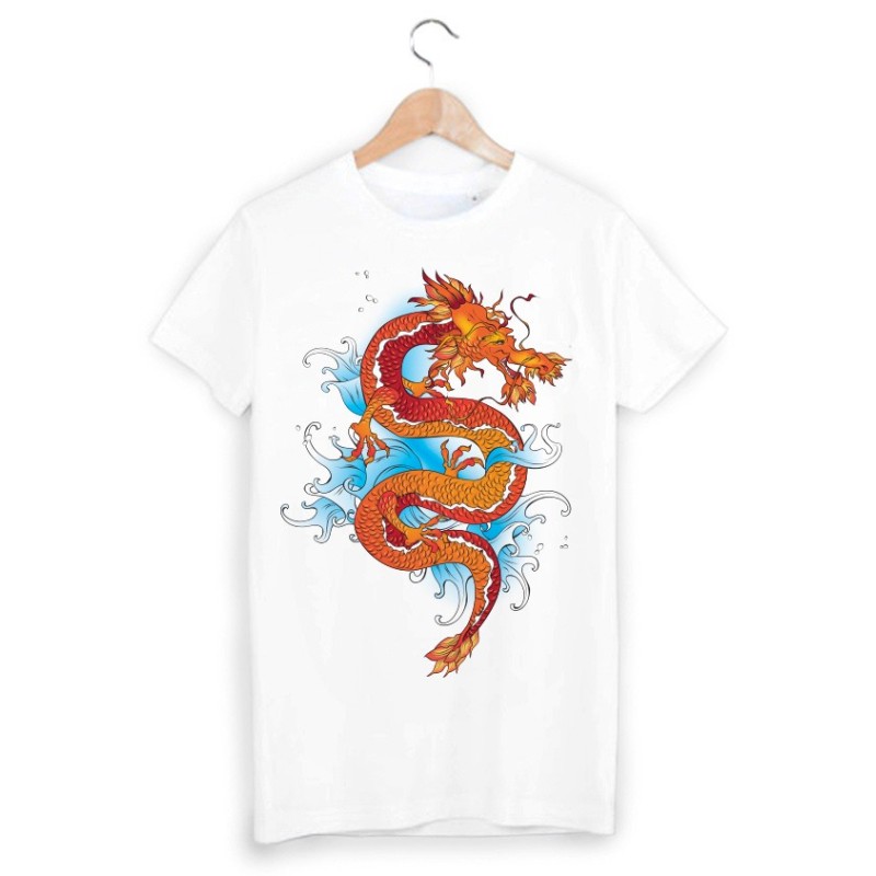 T-Shirt imprimé illustré dragon chinois 