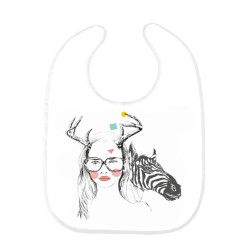 Bavoir bébé dessin cerf zèbre