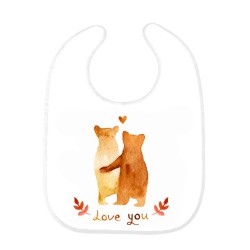 Bavoir bébé ours illustration aquarelle 