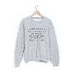 Sweat-Shirt dans mon monde a moi y'a pleins de poney