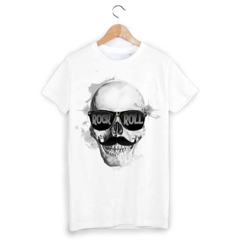 T-Shirt tete de mort moustache 
