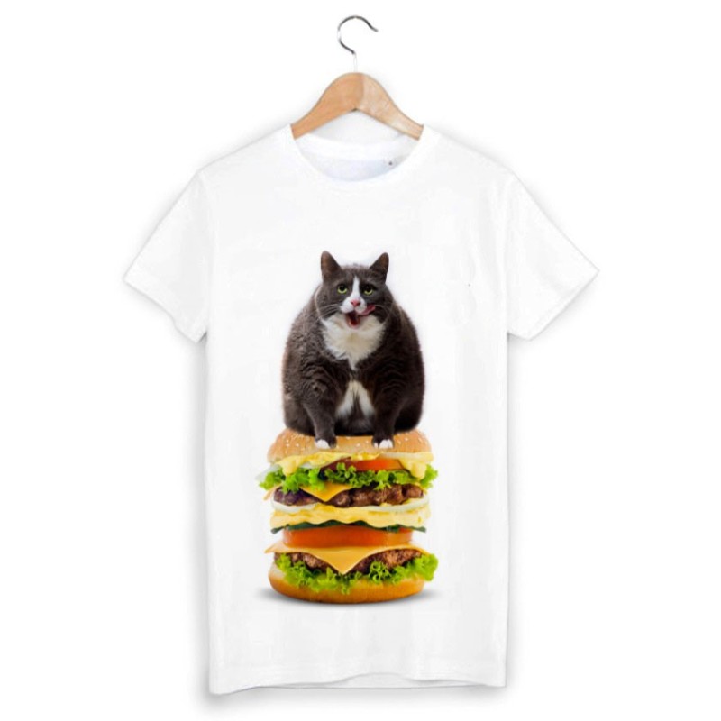 T-Shirt chat hamburger 