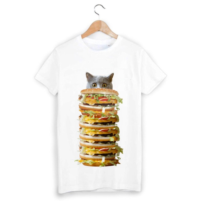 T-Shirt chat hamburger 