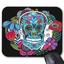 Tapis de souris tete de mort floral