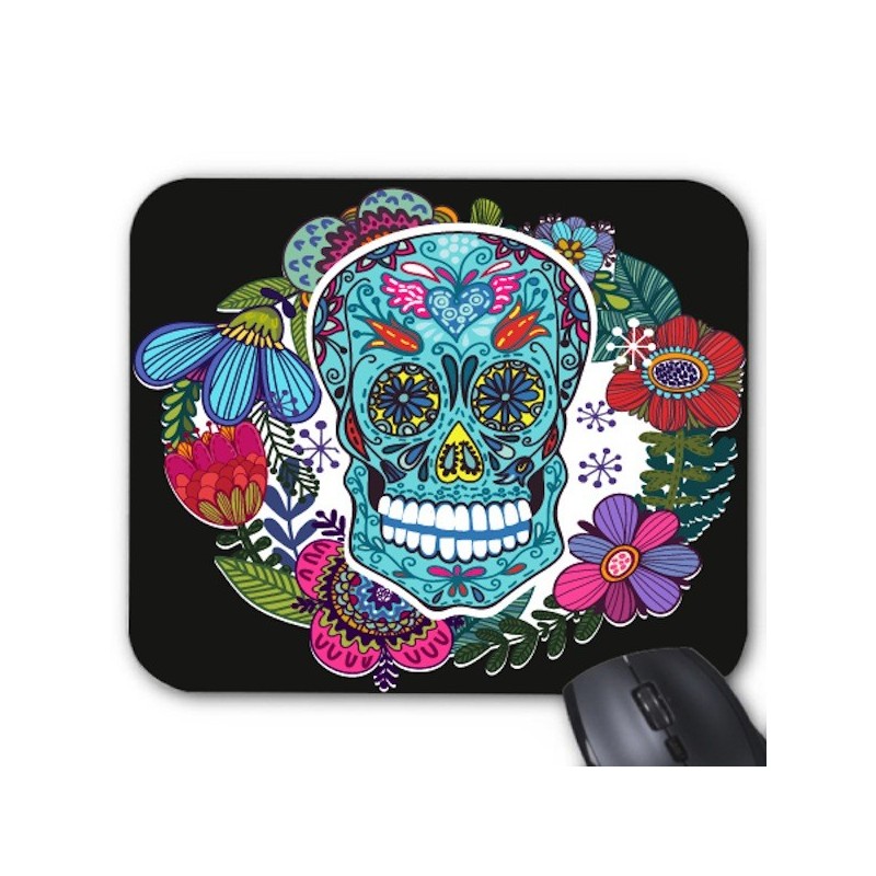 Tapis de souris tete de mort floral