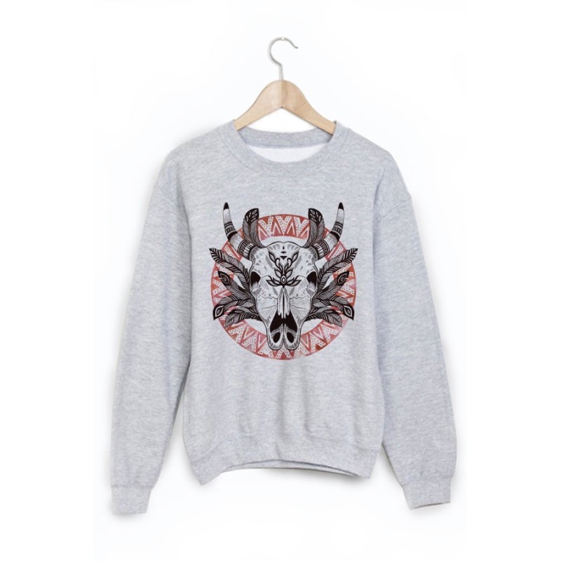 Sweat-Shirt imprimé crane buffle boheme
