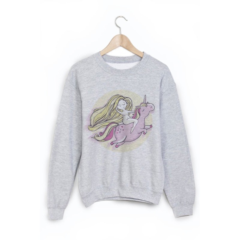 Sweat-Shirt imprimé licorne rose 