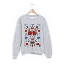 Sweat-Shirt imprimé tete de mort mexicaine