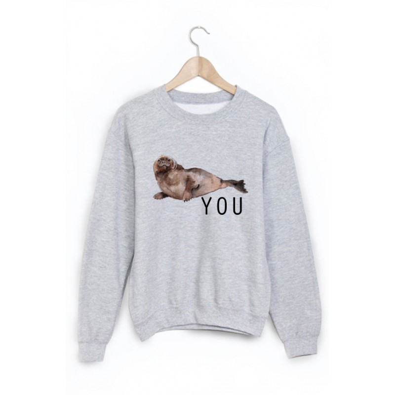 Sweat-Shirt imprimé citation phoque you 