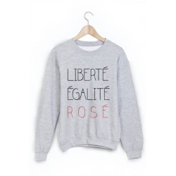 Sweat-Shirt imprimé citation liberté égalité rosé 
