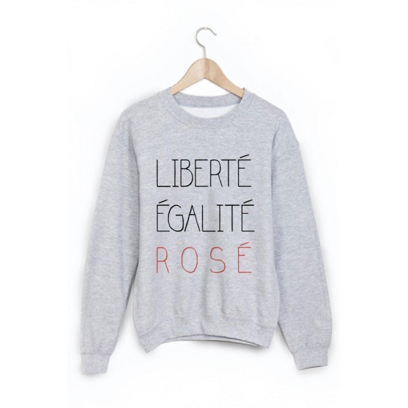 Sweat-Shirt imprimé citation liberté égalité rosé 