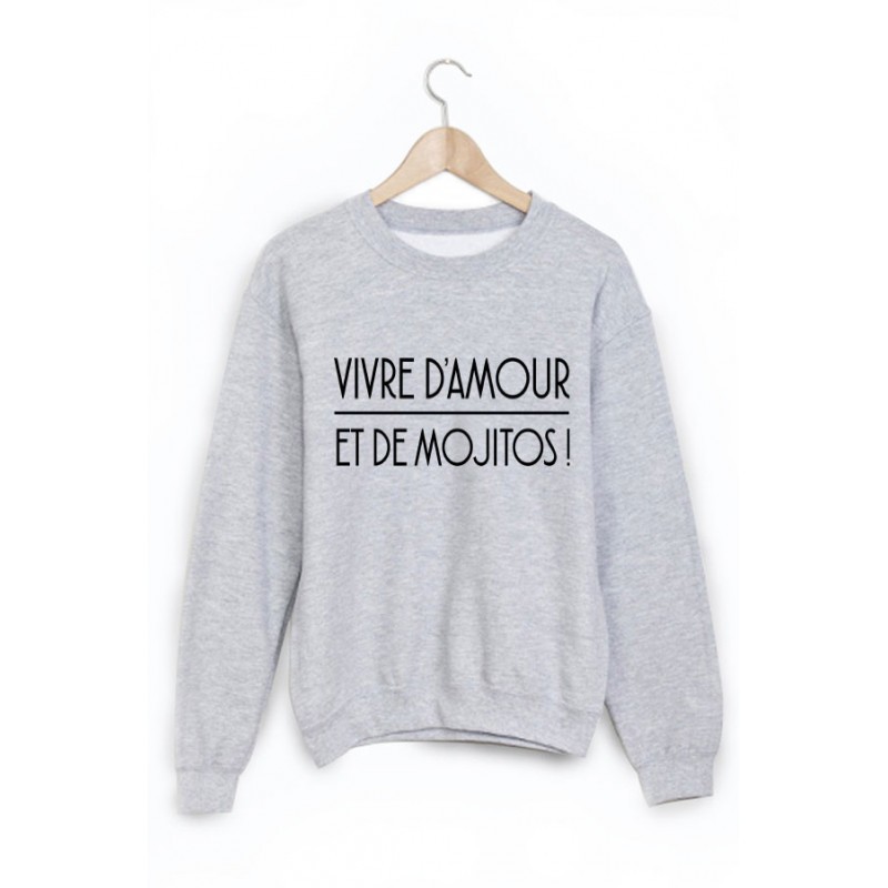 Sweat-Shirt imprimé vivre d'amour et de mojitos