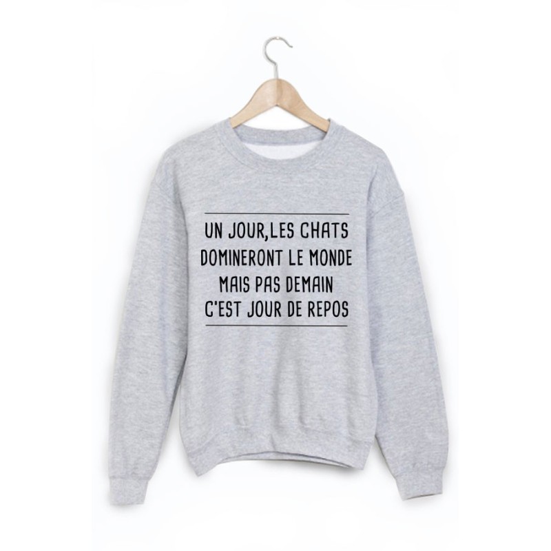 Sweat-Shirt imprimé un jour les chats domineront le monde