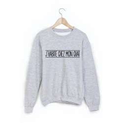 Sweat-Shirt imprimé j'habite chez mon chat 