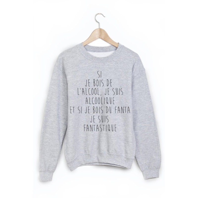 Sweat-Shirt imprimé l'alcool alcoolique fanta fantastique
