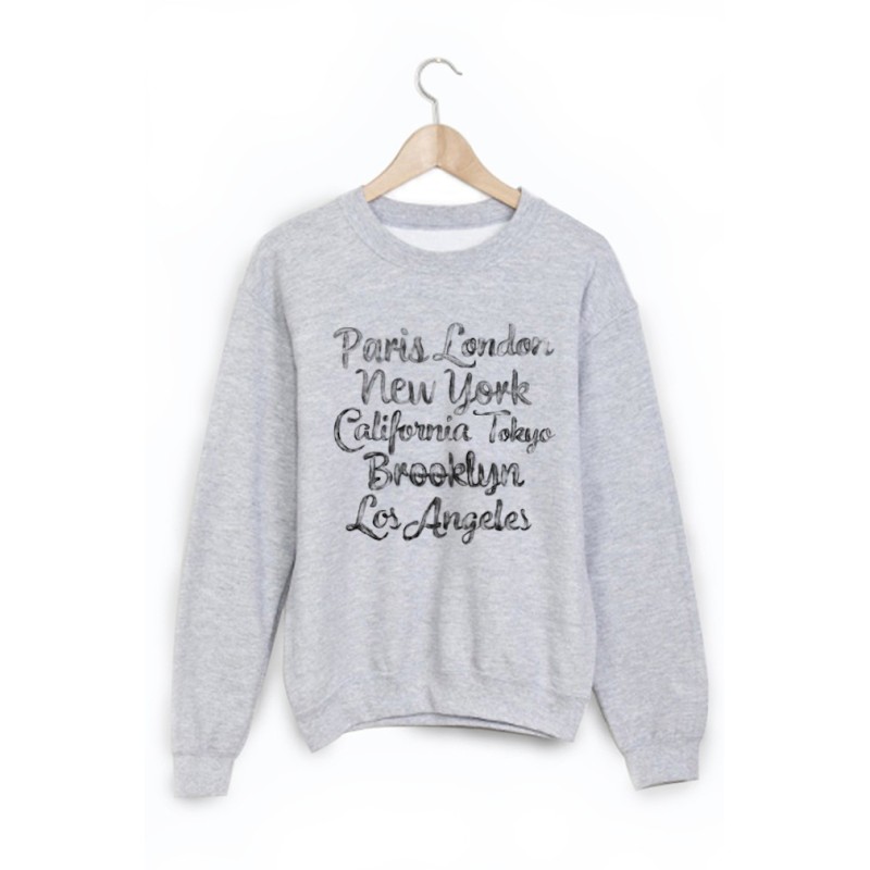Sweat-Shirt imprimé paris london new york
