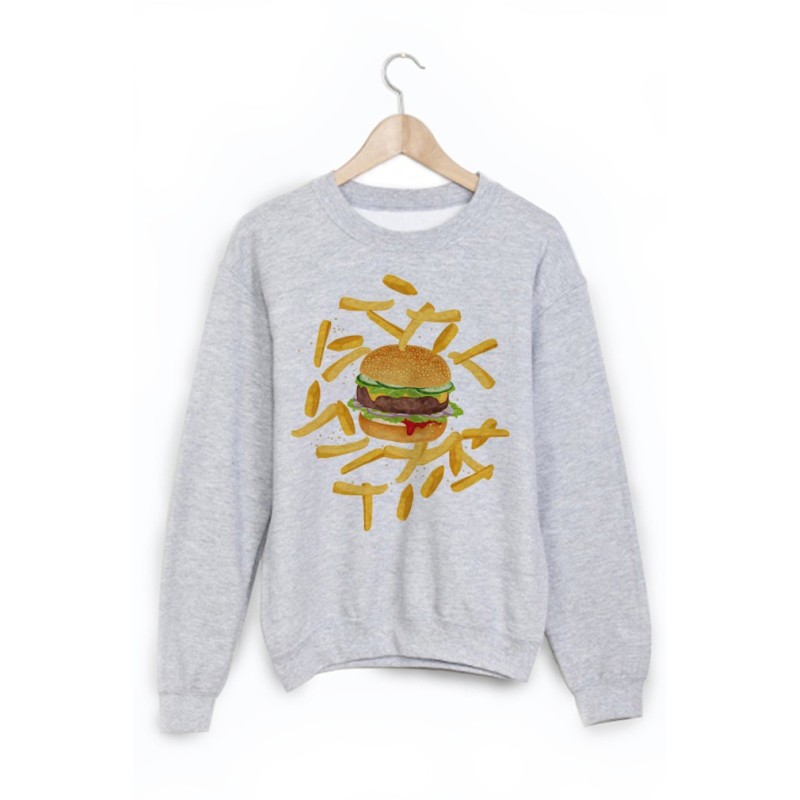Sweat-Shirt imprimé fritte hamburger
