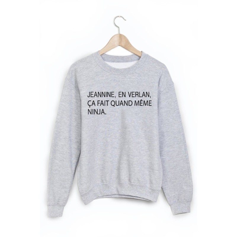 Sweat-Shirt imprimé humour jeannin en verlan ninja 