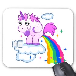 Tapis de souris licorne arc en ciel humour