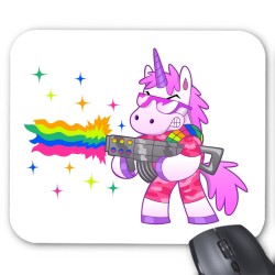 Tapis de souris licorne arc en ciel humour