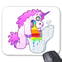 Tapis de souris licorne arc en ciel humour