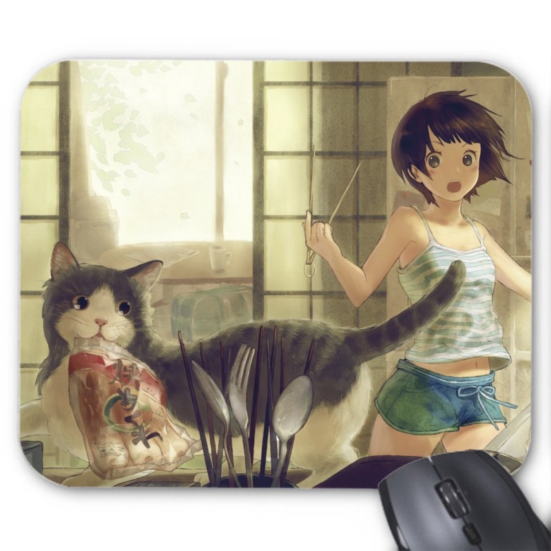 Tapis de souris manga chat