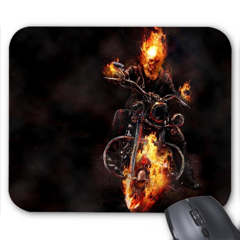 Tapis de souris  squelette moto feu dark
