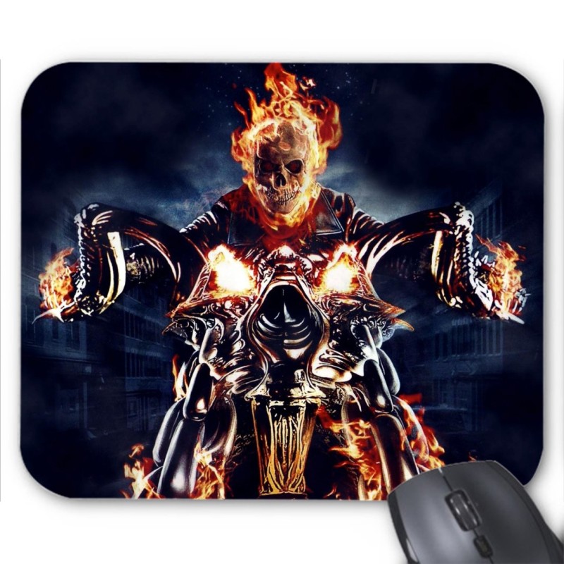 Tapis de souris  squelette moto feu dark