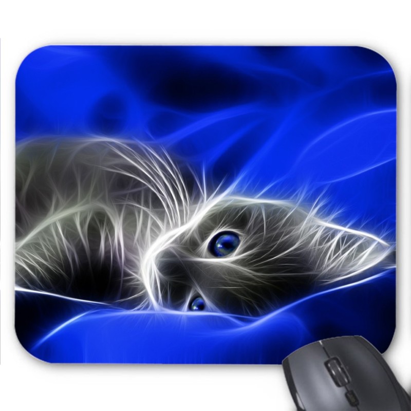 Tapis de souris Chat design bleu