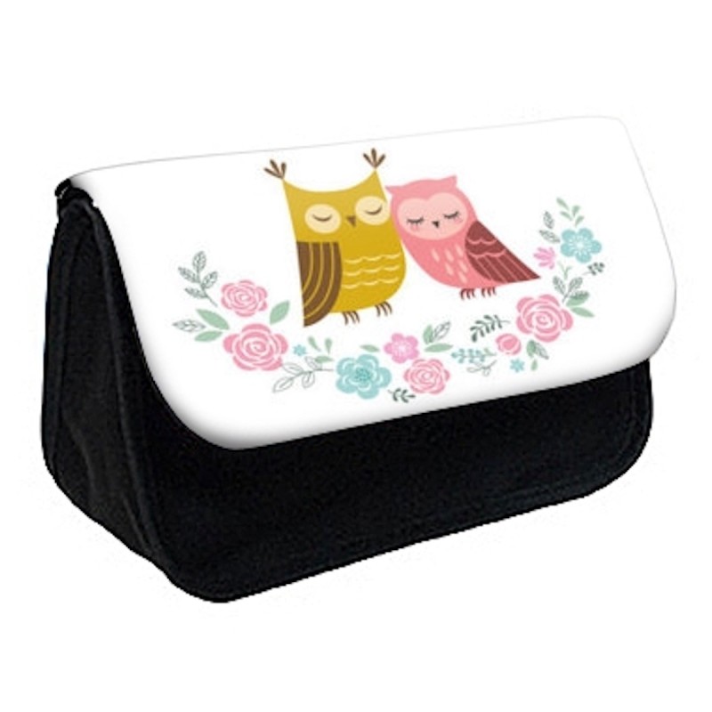Trousse à Crayons Hibou fleurs