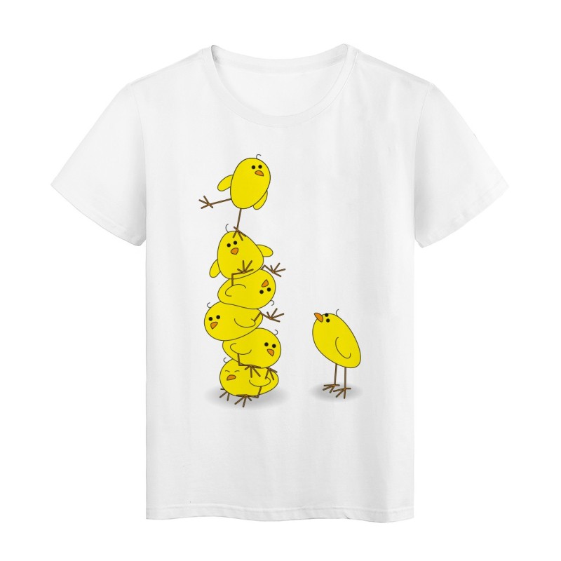 T-Shirt blanc illustration Poussin