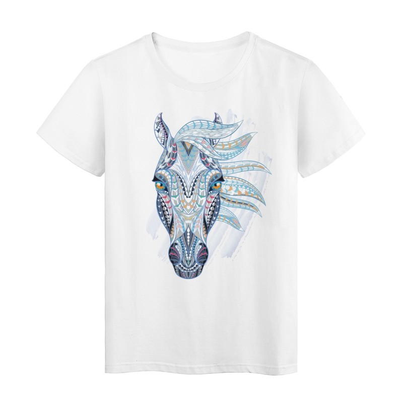 T-Shirt blanc illustration Cheval 