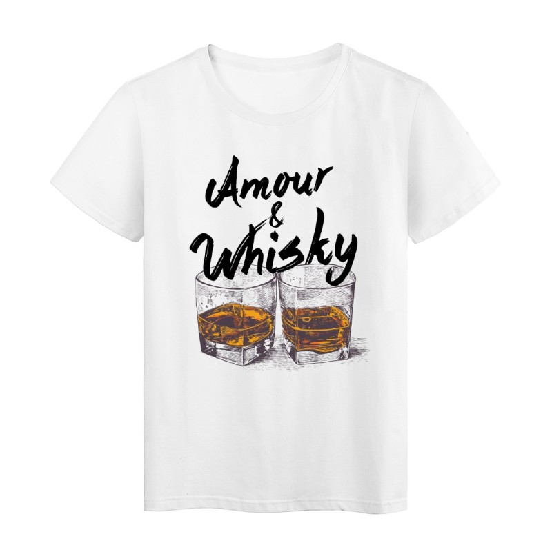 T-Shirt blanc Amour et whisky