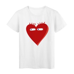 T-Shirt blanc Cœur rouge yeux love