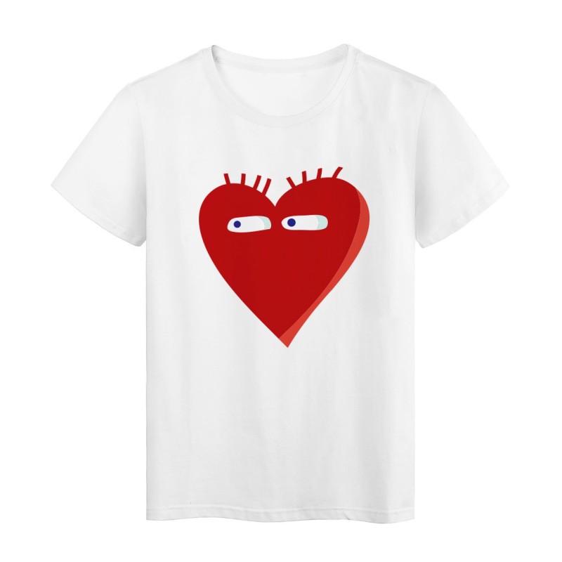 T-Shirt blanc Cœur rouge yeux love