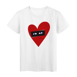 T-Shirt blanc Cœur rouge yeux love masqué