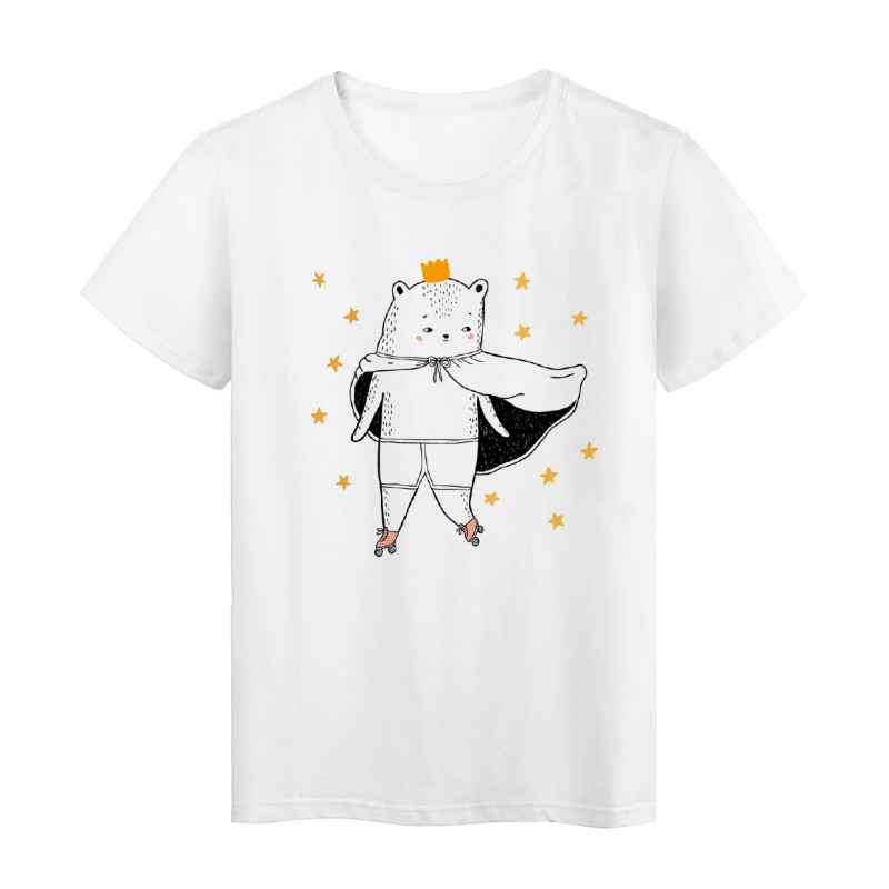 T-Shirt blanc Super Chat et cape étoiles