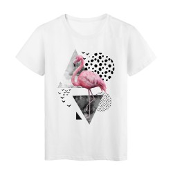 T-Shirt blanc design Flamant rose