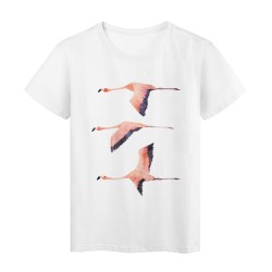 T-Shirt blanc design Flamant rose