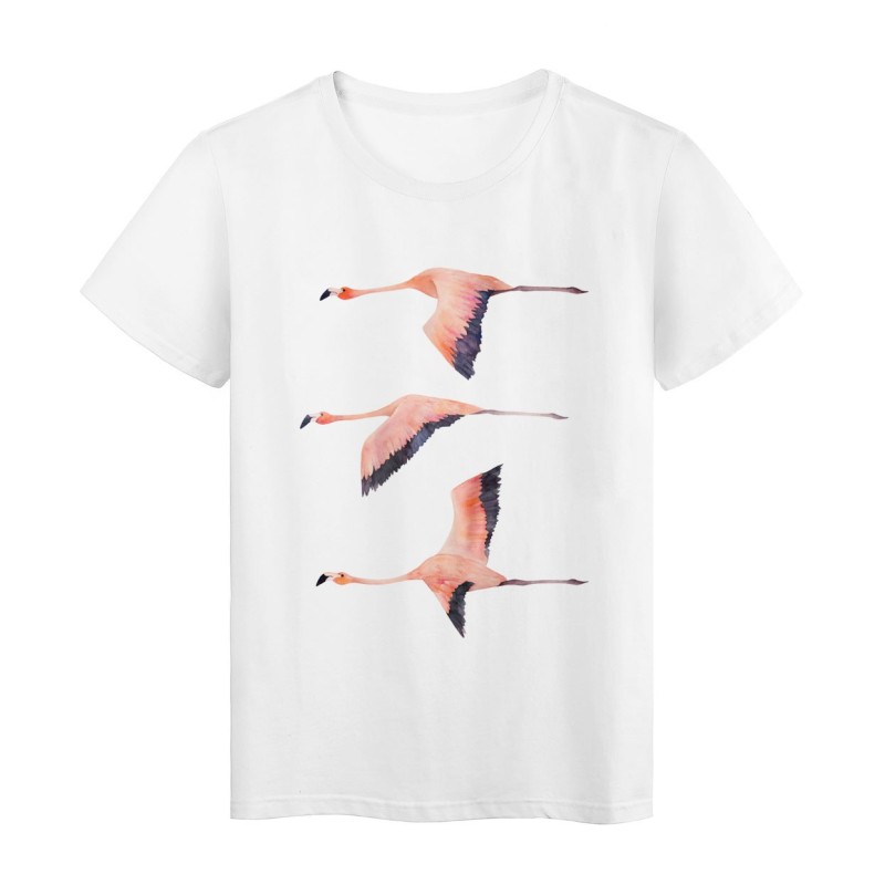 T-Shirt blanc design Flamant rose