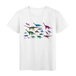 T-Shirt blanc design Dinosaures couleurs