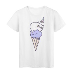 T-Shirt blanc design Chats glace