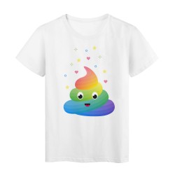 T-Shirt blanc Licorne design crotte caca licorne couleurs humour 