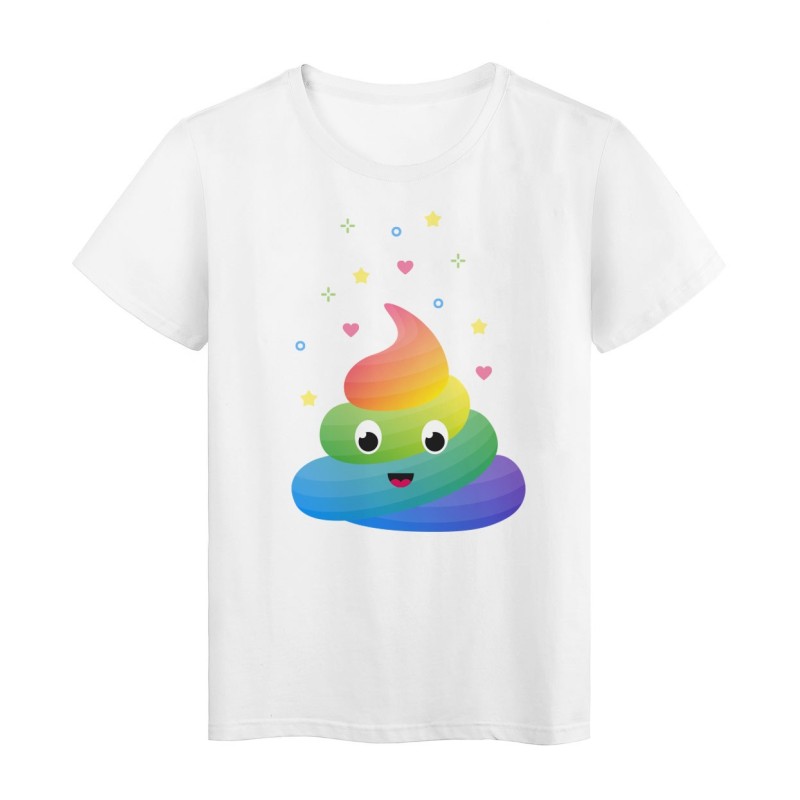 T-Shirt blanc Licorne design crotte caca licorne couleurs humour 