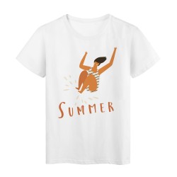 T-Shirt blanc Licorne design Summer femme splatch humour