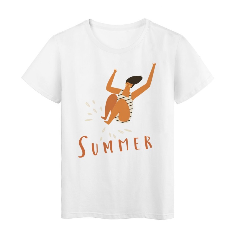 T-Shirt blanc Licorne design Summer femme splatch humour
