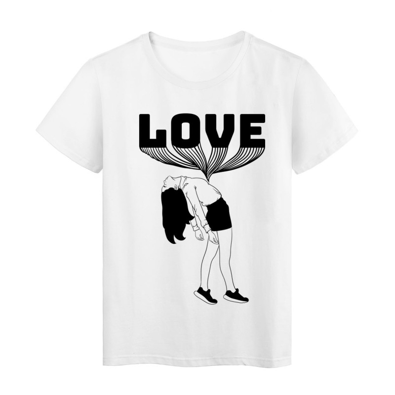 T-Shirt blanc femme noir et blanc love 