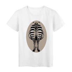 T-Shirt blanc design zèbre vue de derrière humour 