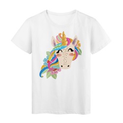 T-Shirt blanc Design cheval licorne couleurs